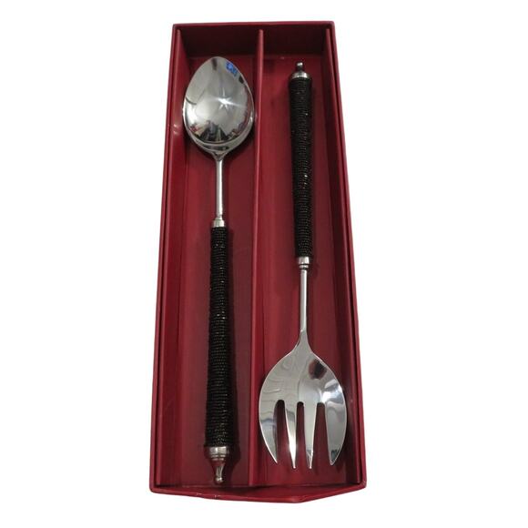 Pottery Barn Bronze Seed Bead Long Servers Set of Long Salad Servers - Picture 1 of 6